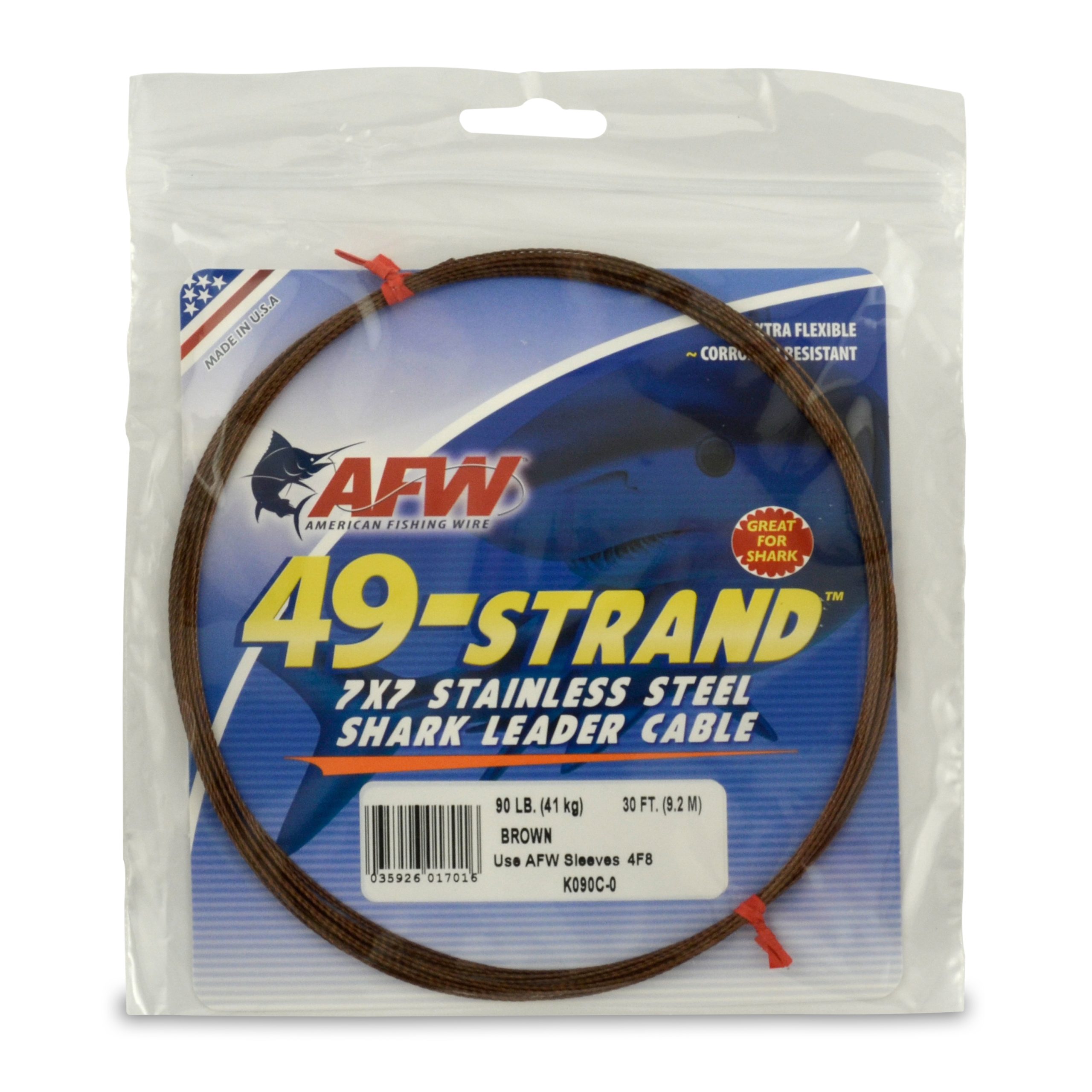 AFW 49 Strand, 7x7 Stainless Steel Shark Leader Cable