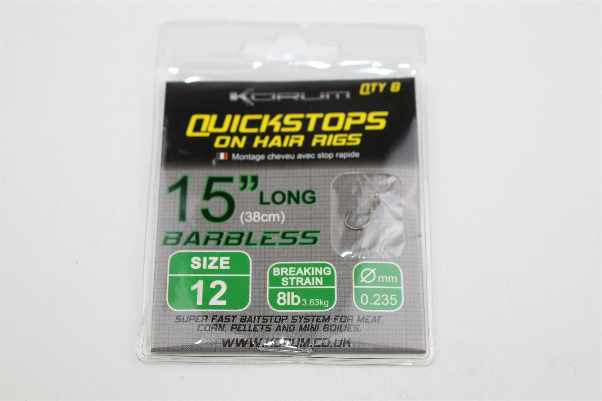 Korum Quickstops on Hair Rigs 15 Inch