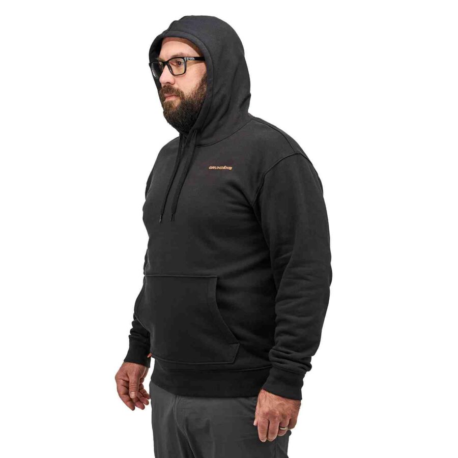 Grundens Displacement DWR Hoodie Logo Anchor - Black - Image 3