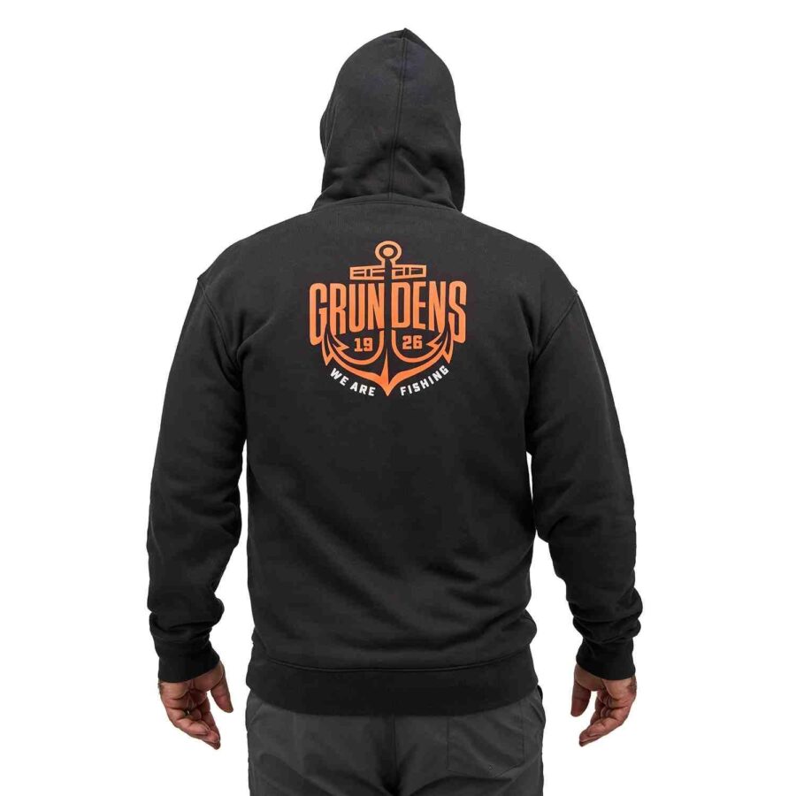 Grundens Displacement DWR Hoodie Logo Anchor - Black - Image 4