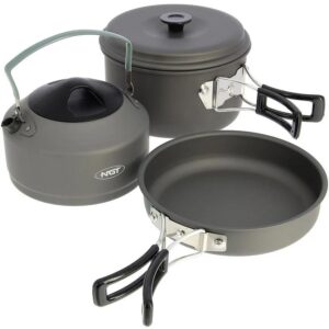 NGT 3 Piece Cookset Aluminium , Pot & Pan Set