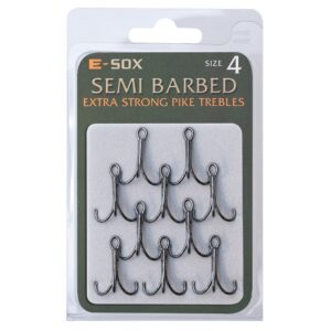 E-Sox Semi Barbed Extra Strong Pike Trebles Size 4